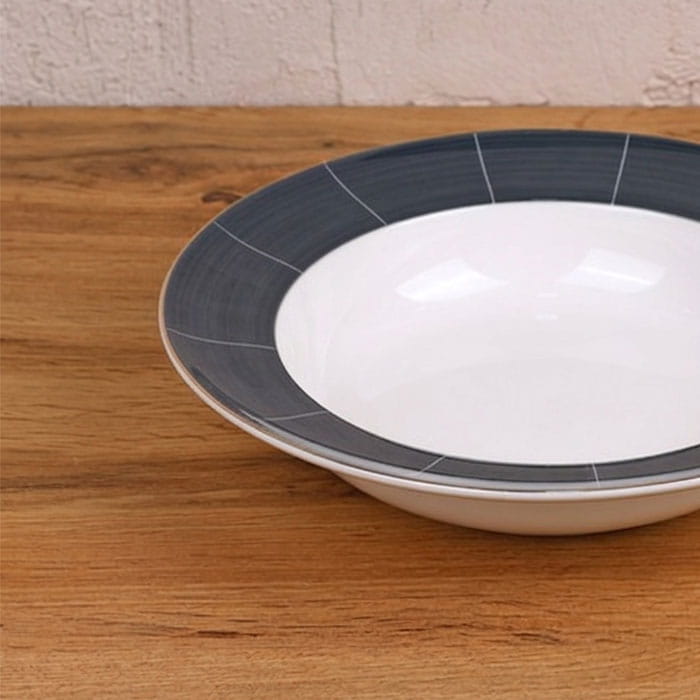Farfurie adanca, GS, Portelan, 25cm, 5.5cm, Gri Inchis, Rotunda, Farfurie adanca