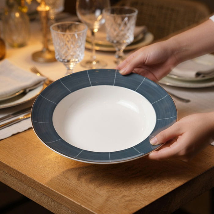 Farfurie adanca, GS, Portelan, 25cm, 5.5cm, Gri Inchis, Rotunda, Farfurie adanca