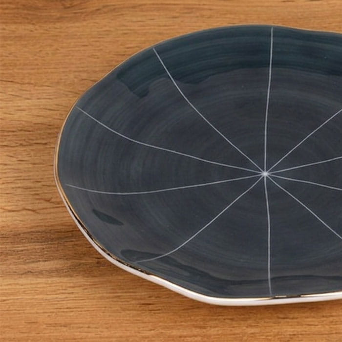 Тарелка, GS, Фарфор, 20cм, Темно-серый, 2.5см, Круглый, Блюдо