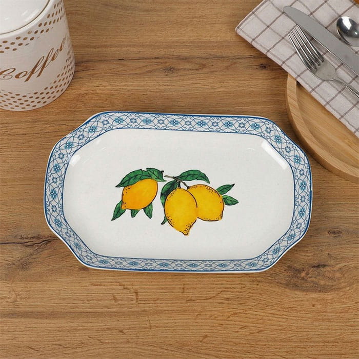 Platter, BRILLIANT, Porcelain, Oval, 30cm, White/Blue, With print, Platter