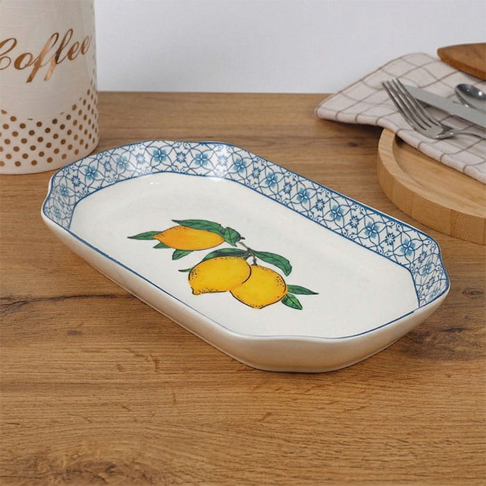 Platter, BRILLIANT, Porcelain, Oval, 30cm, White/Blue, With print, Platter