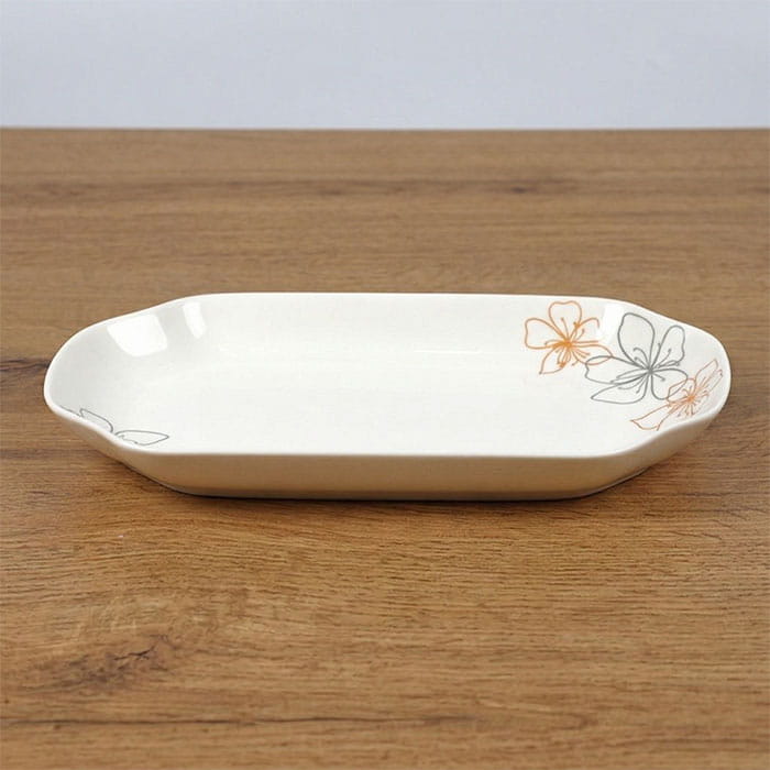 Platter, BRILLIANT, Porcelain, Oval, 27cm, White/Gray, With print, Platter