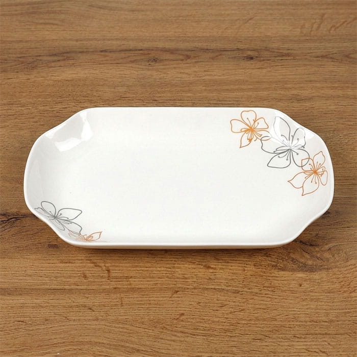 Platter, BRILLIANT, Porcelain, Oval, 27cm, White/Gray, With print, Platter
