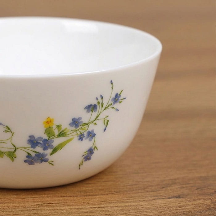 Bol, CELLO, Opal, Vogue Decorated Erica, 12.5 cm, Floral, Alb, Cu imprimeu