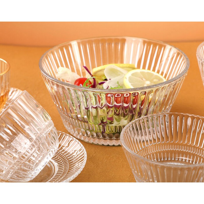 Bol, DELI, Sticla, 11 cm, Transparent, Reliefat