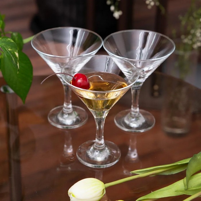 Set pahare, DELI, 6 buc, Martini, 160ml, Sticla, Pe picior
