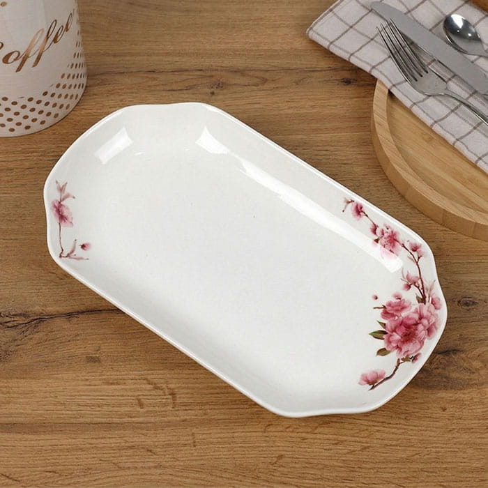 Platou, BRILLIANT, Portelan, Ovala, 27cm, Alb, Cu imprimeu, Platou