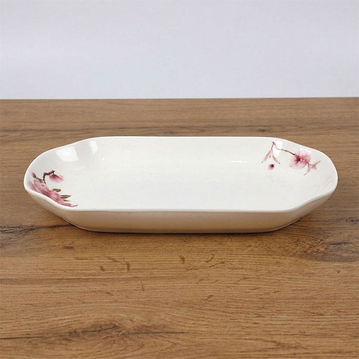 Platou, BRILLIANT, Portelan, Ovala, 27cm, Alb, Cu imprimeu, Platou