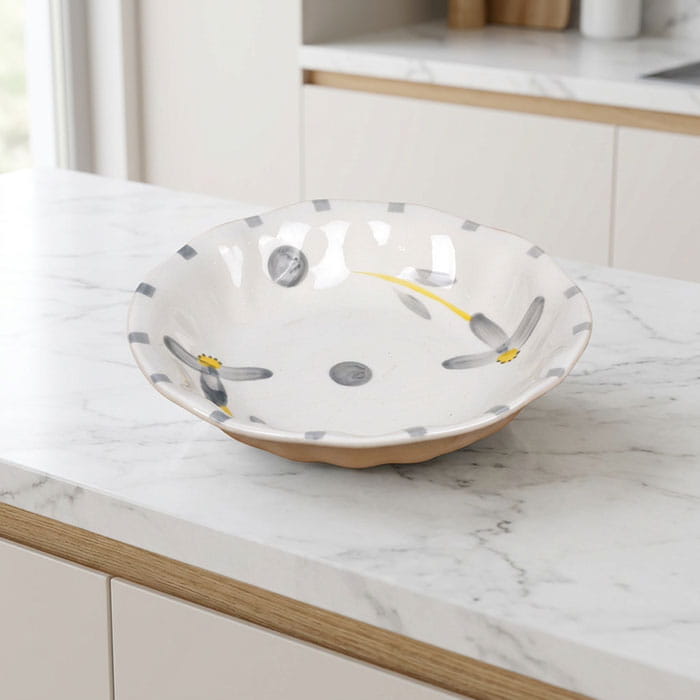 Deep, GS, Soup plate, Porcelain, 20.3cm, White, With print, Round, Soup plate