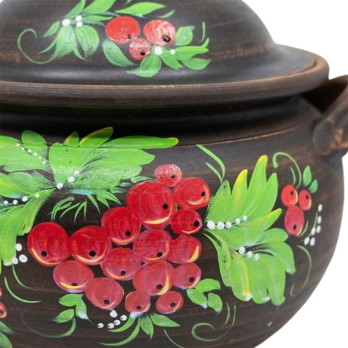 Горшок для печи, ORIENS, Argila, 4 Л, Мак, С крышкой, С 2 ручками, C рисунком