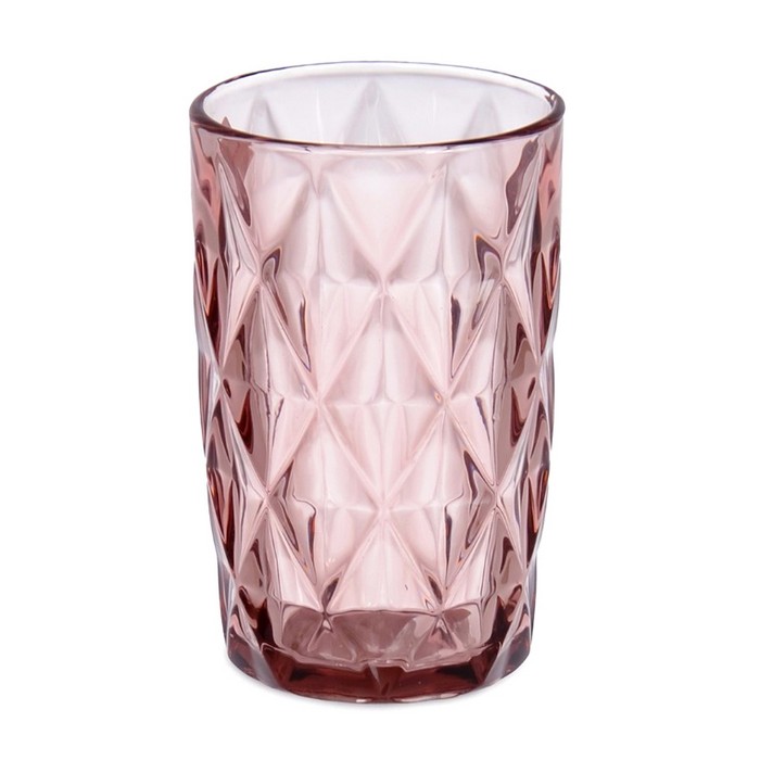 Set pahare, DELI, 400ml, Roz, Sticla