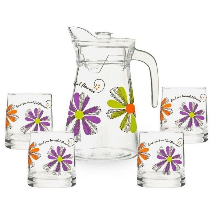 Set ulcior cu pahare, DELI, Sticla, 7 piese, 1580 ml, 270 ml