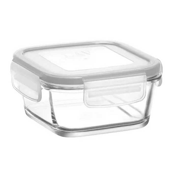 Container, LAV, 2 compartimente, Sticla, Cu capac, 720ml, Transparent