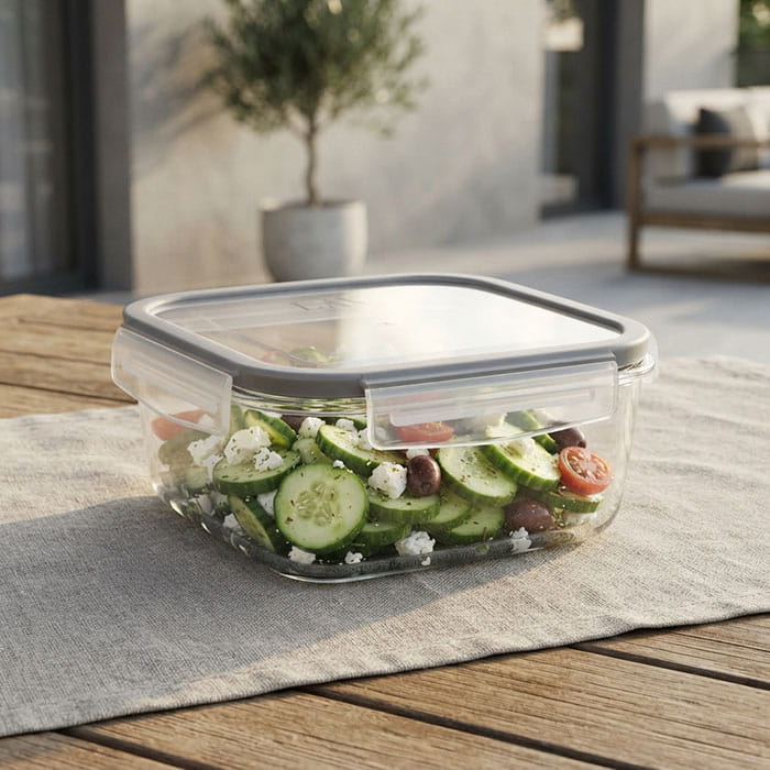 Container, LAV, Sticla, Cu capac, 1150 ml, Transparent