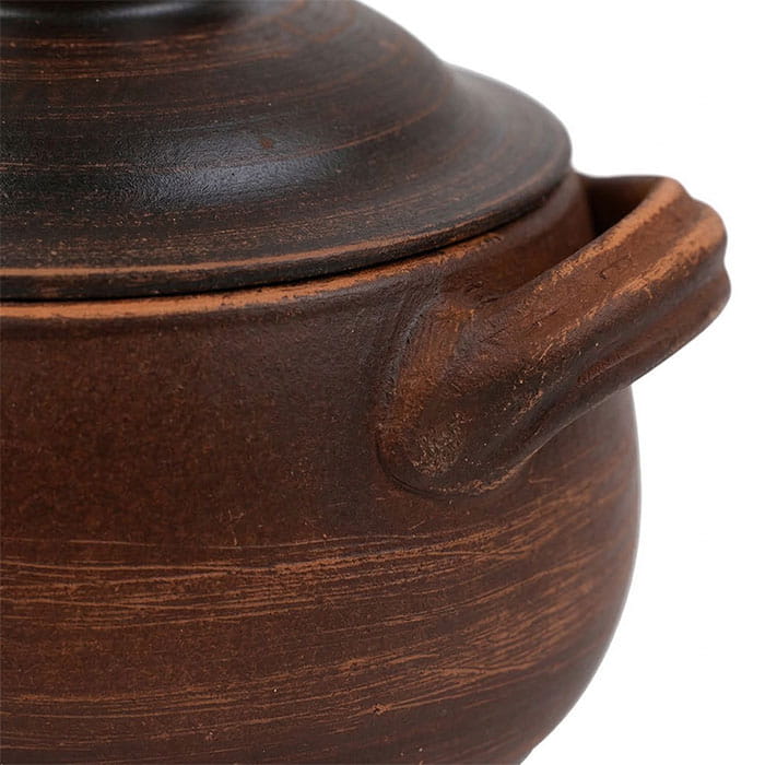 Oala cuptor, ORIENS, Argila, 450 ml, Cu capac, Cu 2 manere, Maro