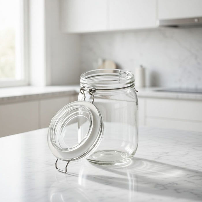 Recipient depozitare, GS, Sticla, 3L, Cu capac, Transparent, Recipient depozitare