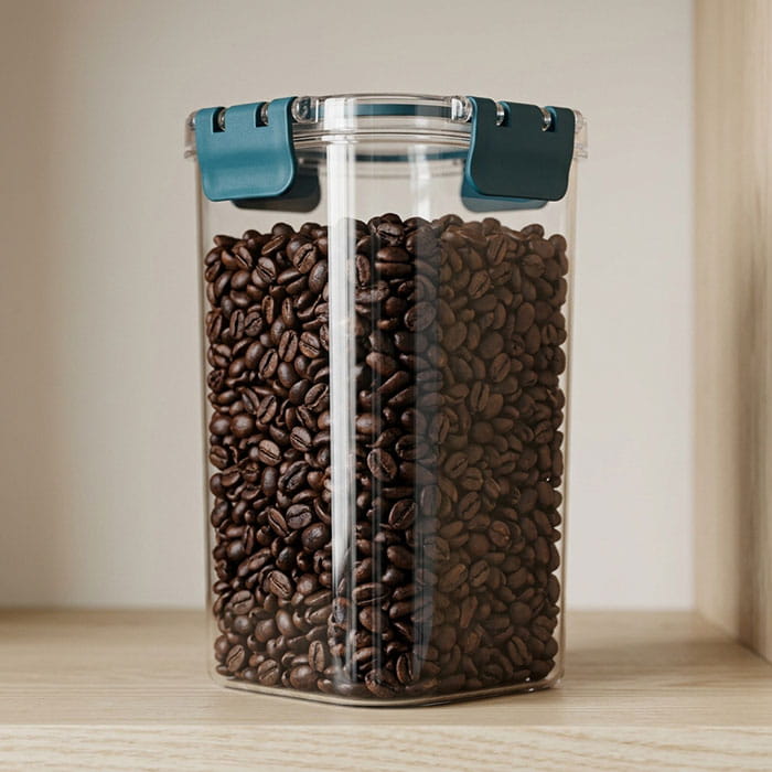 Container, SOFT CHEF, Plastic, 1400 ml, 12 cm, 12 cm, 18.5 cm, Transparent/Albastru, Cu capac