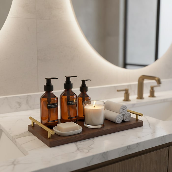 Organizator, GS, 2 piese, MDF, 40x15cm, 34x15 cm, Cafenie, Auriu