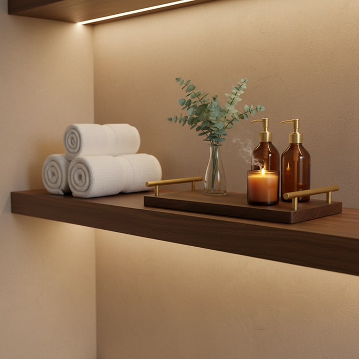 Organizator, GS, 2 piese, MDF, 40x15cm, 34x15 cm, Cafenie, Auriu