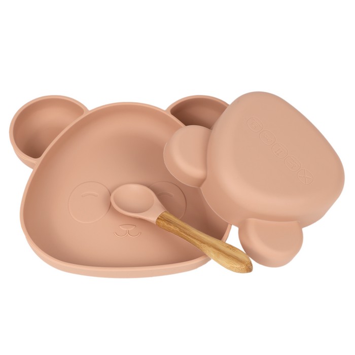 Set vesela, OLE OLA, Pentru Copii, Silicon, 3 piese, Diverse Culori