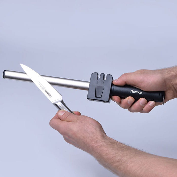 Multifunctional diamond rod for knives, FISSMAN, Steel, Black