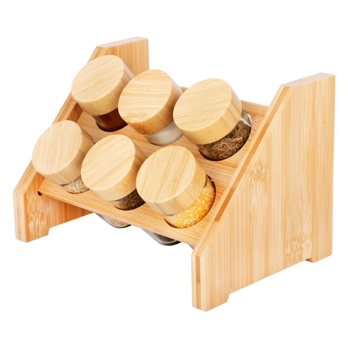 Condiment container set, GS, Glass/Bamboo, 6 pieces