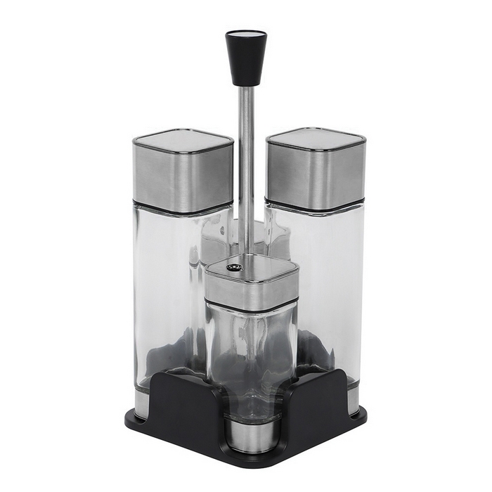 Condiment container set, GS, Metal/Glass