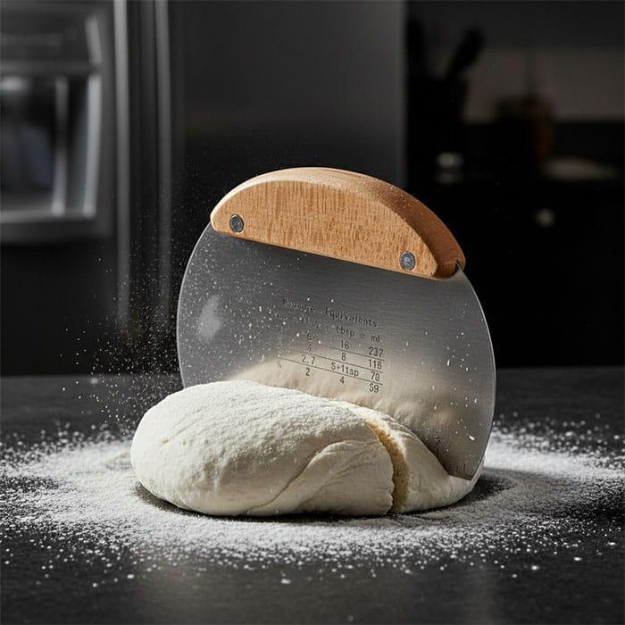 Racleta pentru aluat, ZINU, Otel Inoxidabil, Maner Lemn