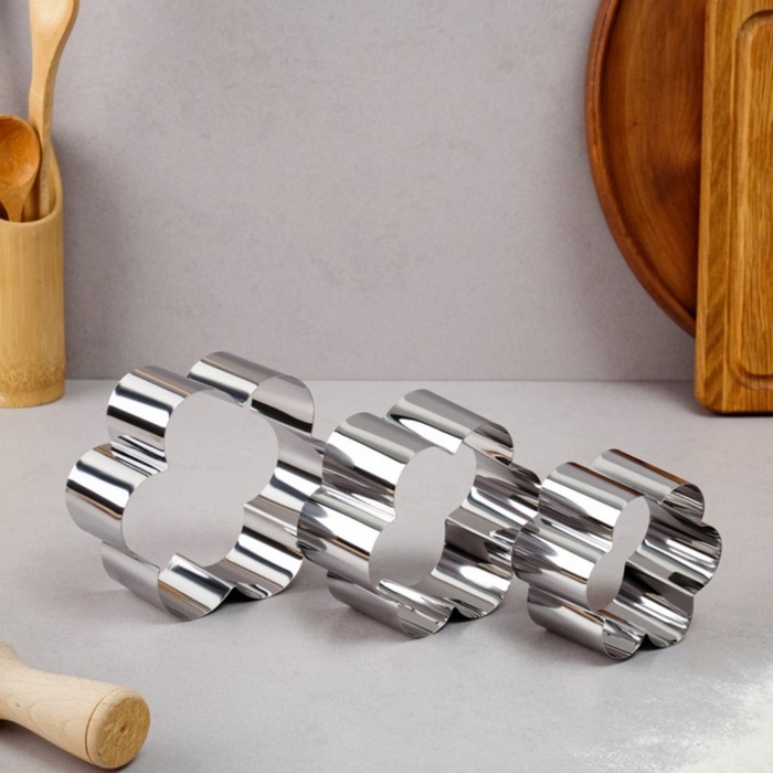 Set forme biscuiti, ZINU, Otel Inoxidabil, 5 piese, Floare