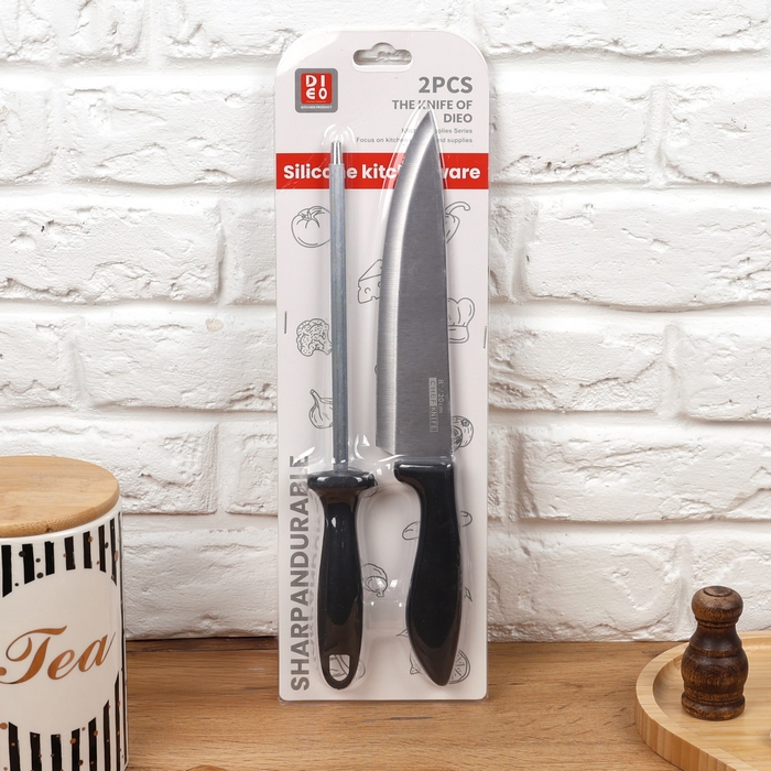 Kitchen knife set, DIEO, Stainless Steel/Plastic, 2 pieces