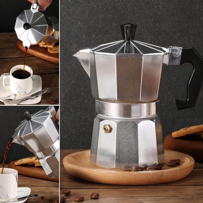 Ibric cafea, GS, Aluminiu, 3 portii, Argintiu, Electrica,gaz