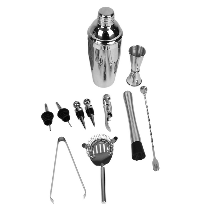 Cocktail shaker set, GS, Stainless Steel, Silver, 11 pcs