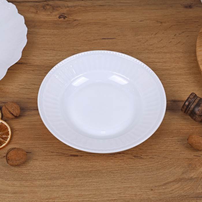 Farfurie adanca, ROCKOPAL, Opal, 20.1cm, Alb, 460ml, Roma, Rotunda, Farfurie adanca