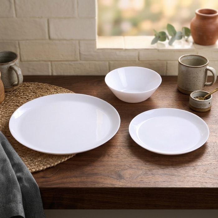 Set vesela, ROCKOPAL, Opal, 18 piese, Alb, Straight