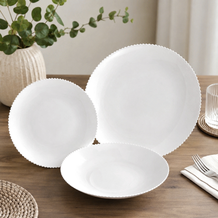 Set vesela, ROCKOPAL, Opal, 18 piese, Alb, Pinstripe