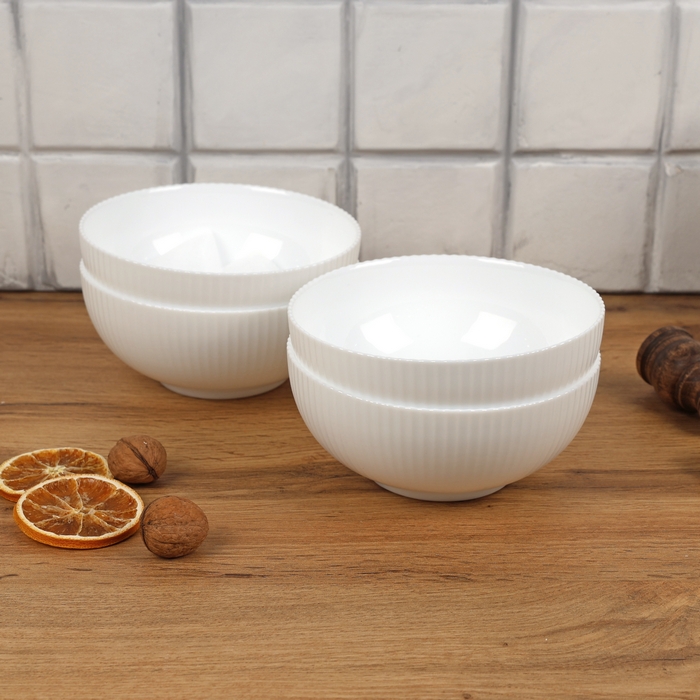 Набор мисок, ROCKOPAL, Опал, 615 мл, 4 штук, 15.1 см, Белый, Streams