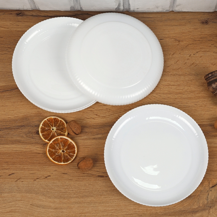 Set farfurie plata, ROCKOPAL, Opal, 20.2cm, 4 piese, Alb, Streams, Rotunda, Farfurie plata