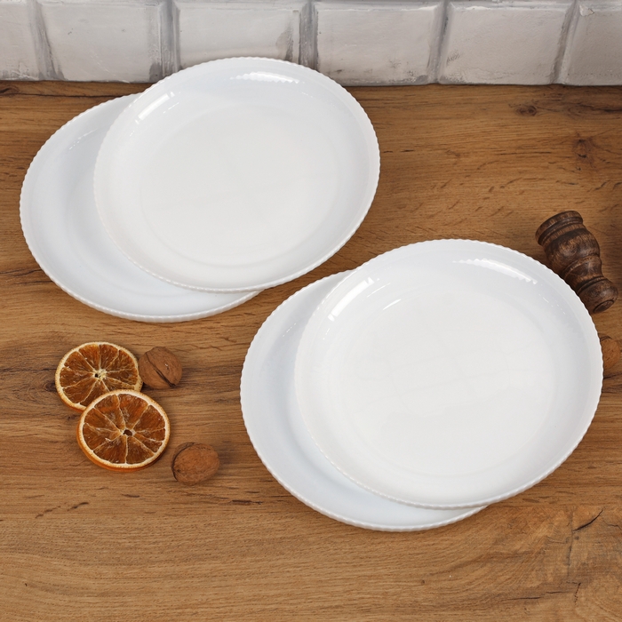 Set farfurie plata, ROCKOPAL, Opal, 20.2cm, 4 piese, Alb, Streams, Rotunda, Farfurie plata