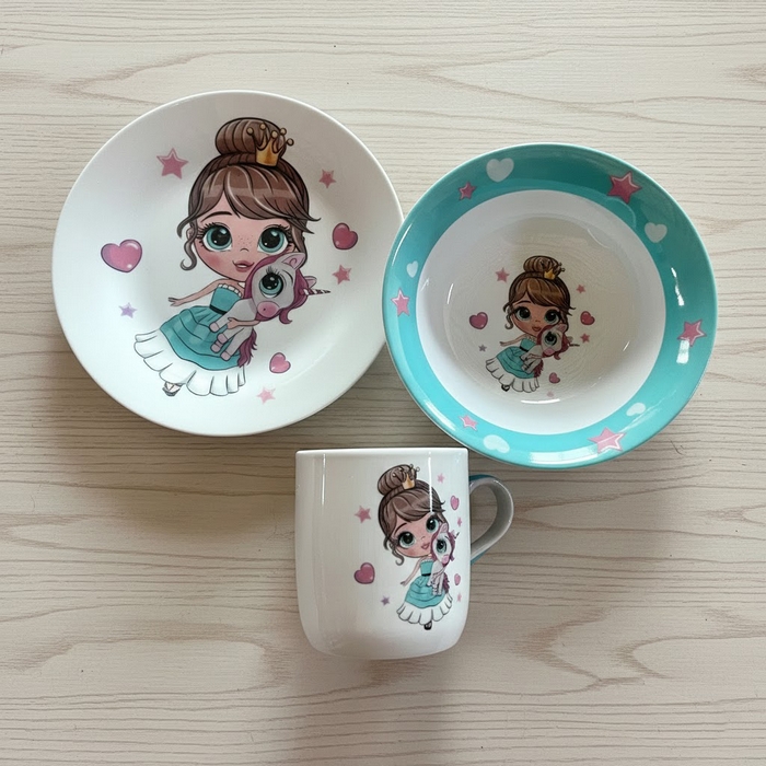 Children's tableware set, Bambino, Porcelain, 3 pieces, 230 ml, 17.8 cm, 15.2 cm