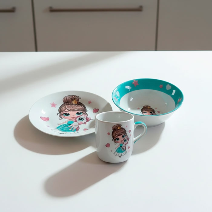 Children's tableware set, Bambino, Porcelain, 3 pieces, 230 ml, 17.8 cm, 15.2 cm