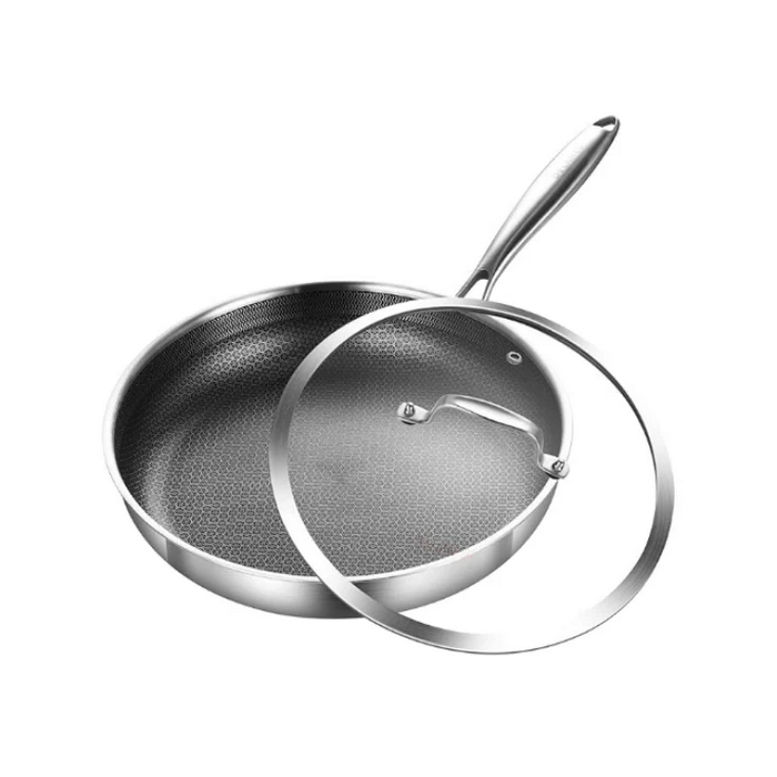 Frying pan, UAKEEN, Stainless Steel, 28 cm, Non-stick, 2.7 L, 2.3 mm, 6 mm, Electirc,induction,gas
