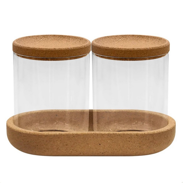 Condiment container set, GS, Glass/Bamboo, 400 ml, 2 pieces