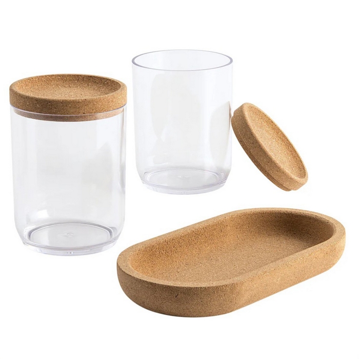 Condiment container set, GS, Glass/Bamboo, 400 ml, 2 pieces