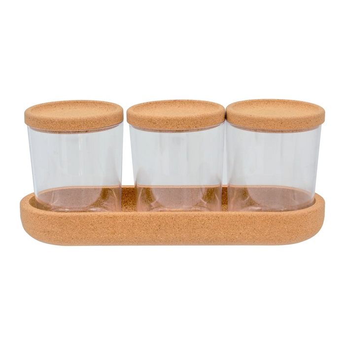 Condiment container set, GS, Glass/Bamboo, 400 ml, 3 pieces