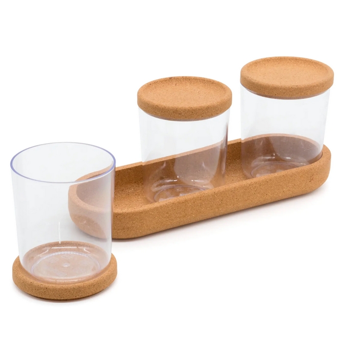 Condiment container set, GS, Glass/Bamboo, 400 ml, 3 pieces