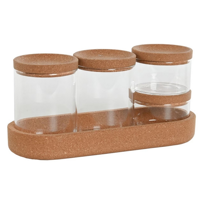 Condiment container set, GS, Glass/Bamboo, 400 ml, 150 ml, 4 pcs