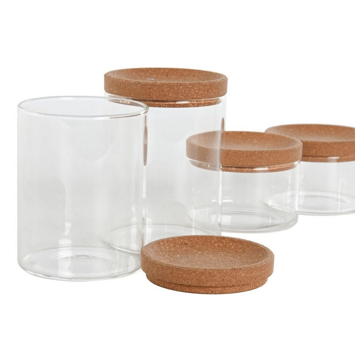 Condiment container set, GS, Glass/Bamboo, 400 ml, 150 ml, 4 pcs