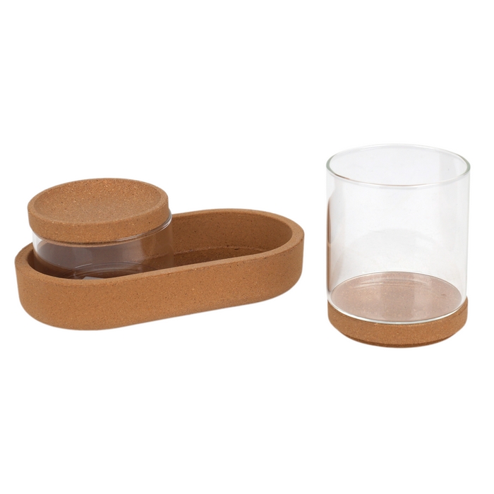 Condiment container set, GS, Glass/Bamboo, 380ml, 150 ml, 2 pieces