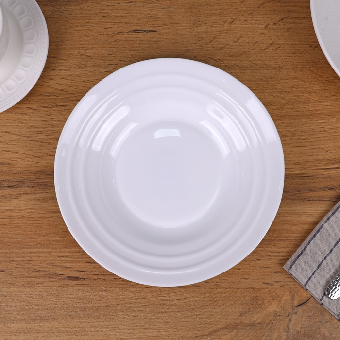 Deep plate, ROCKOPAL, Opal, 600ml, 21.6cm, White, Ripples