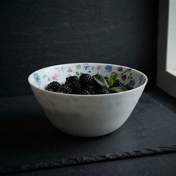 Bowl, ROCKOPAL, Opal, 2750 ml, 24.1cm, White, Moonlight, Green leaf